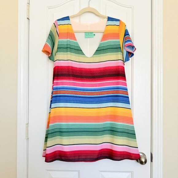 Judith March Colorful Striped Short Sleeve Flowy Dress - Picture 2 of 8